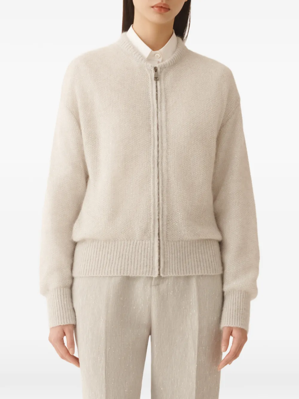  Fabiana Filippi Zip-up Bomber Jacket - Neutrals 