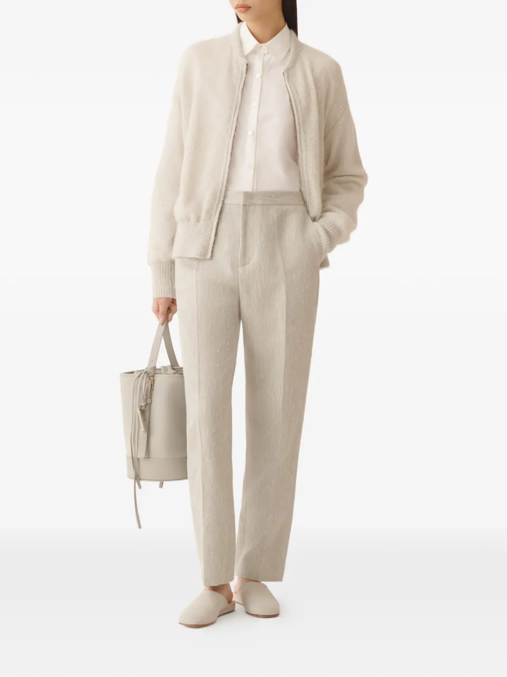  Fabiana Filippi Zip-up Bomber Jacket - Neutrals 