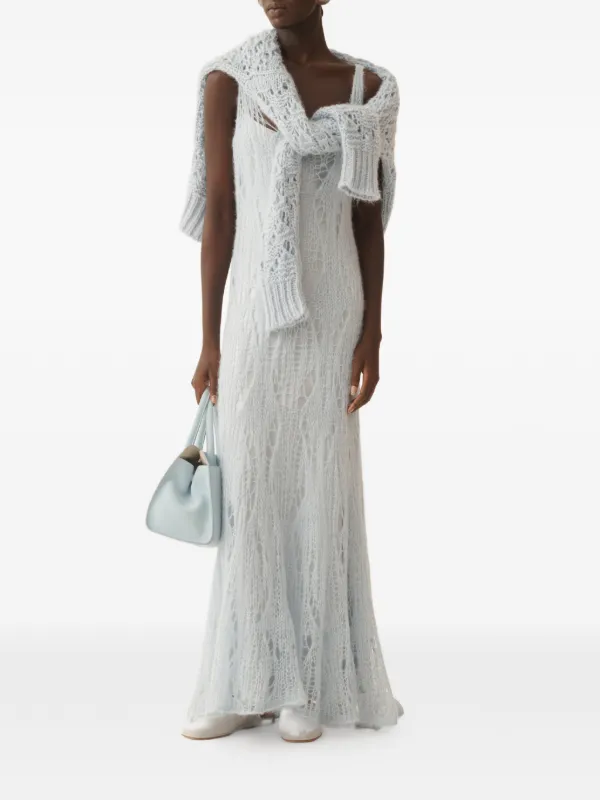 Fabiana Filippi Openwork Knit Maxi Dress | Blue | FARFETCH JO