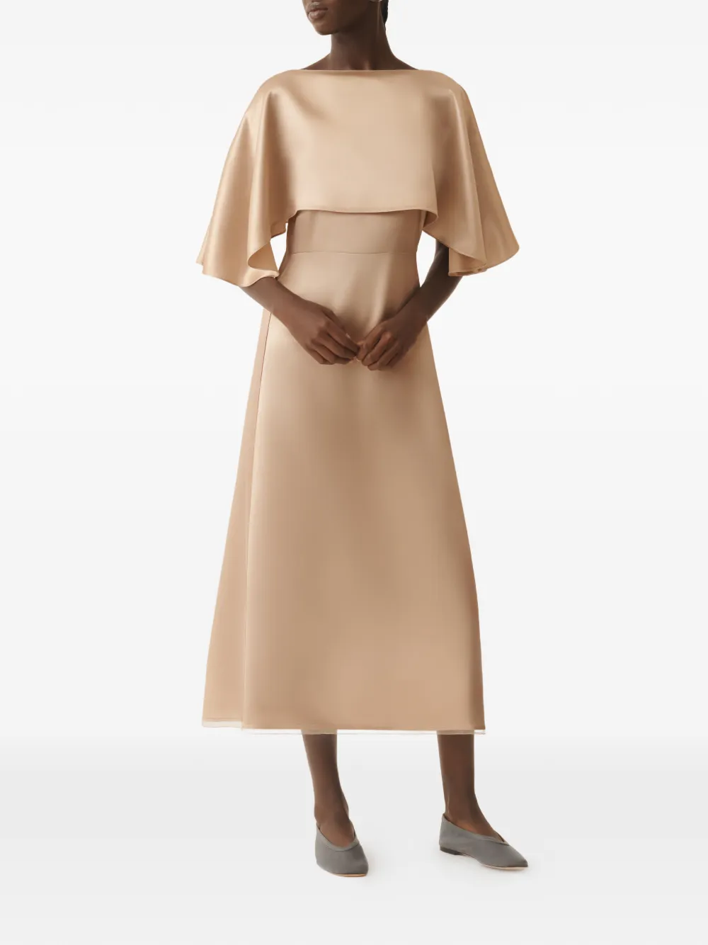 Fabiana Filippi caped slip midi dress - Beige