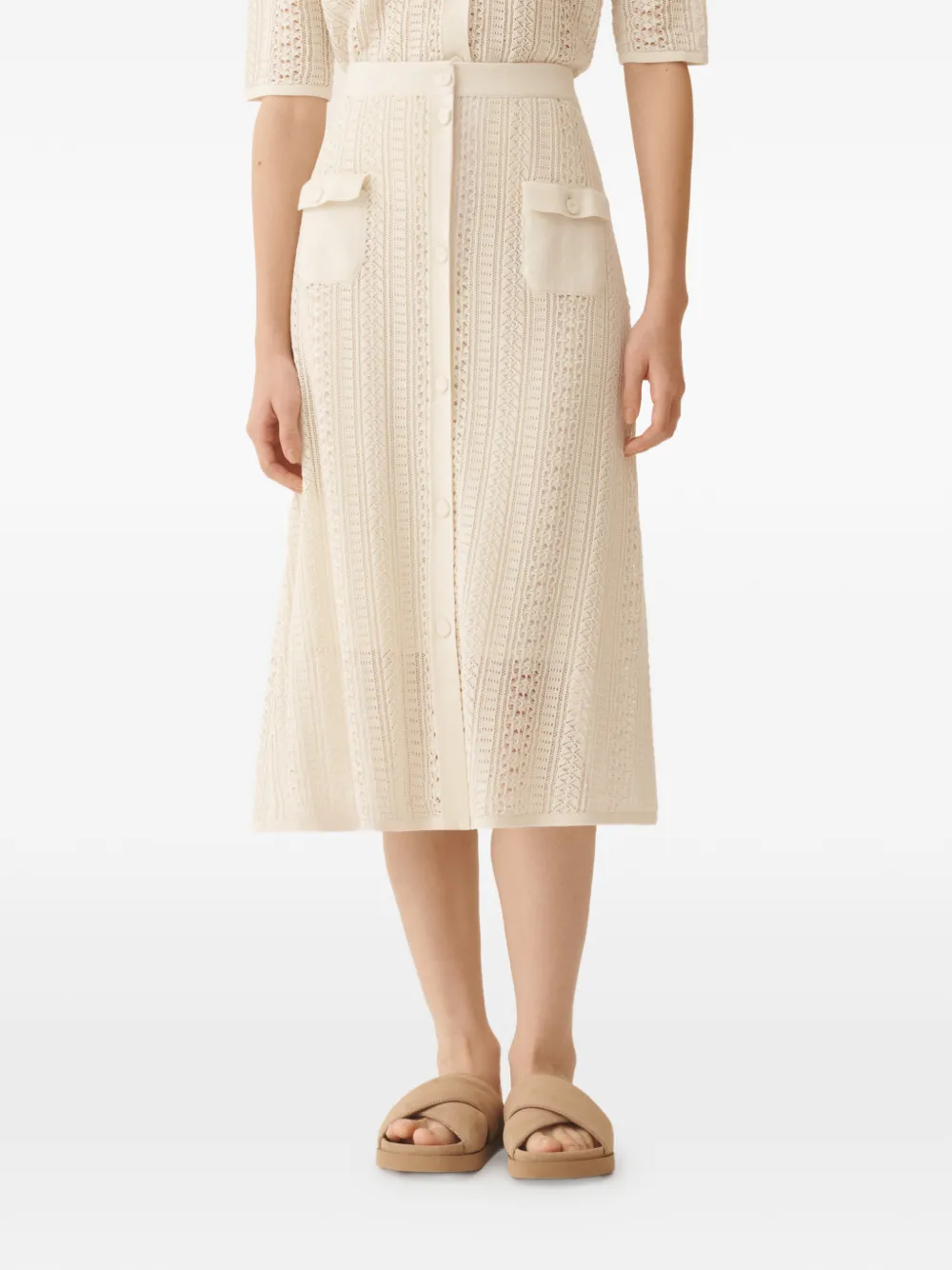 Fabiana Filippi Rok met opgestikte zak Beige