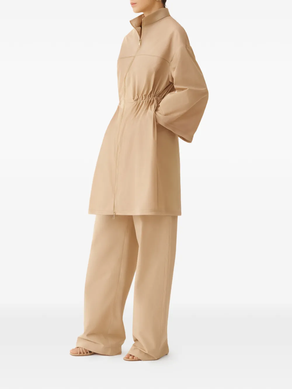  Fabiana Filippi Zip Flared Coat - Neutrals 