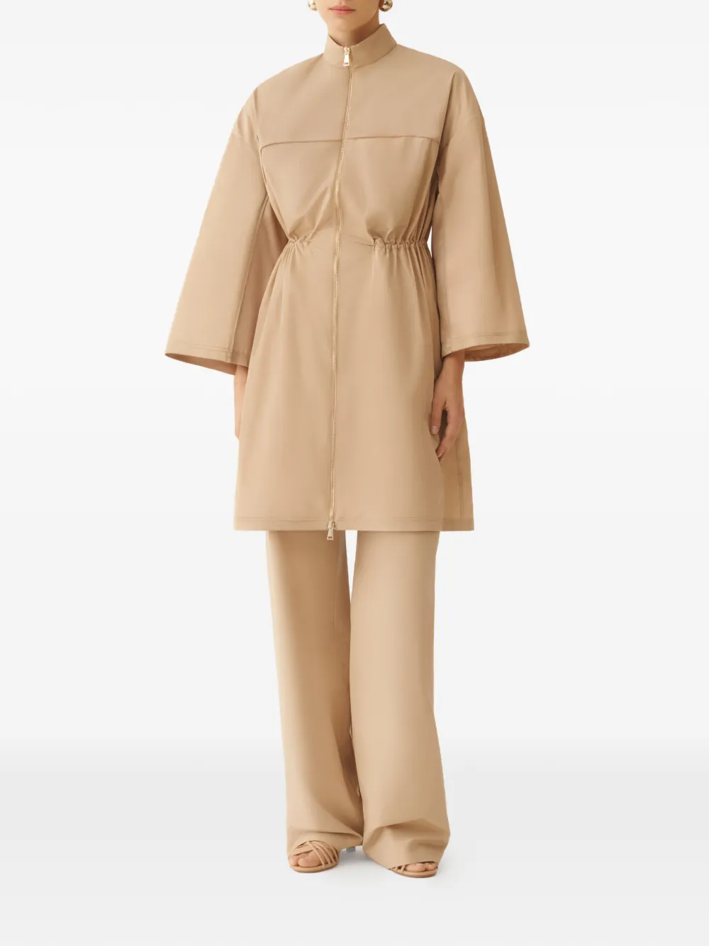  Fabiana Filippi Zip Flared Coat - Neutrals 