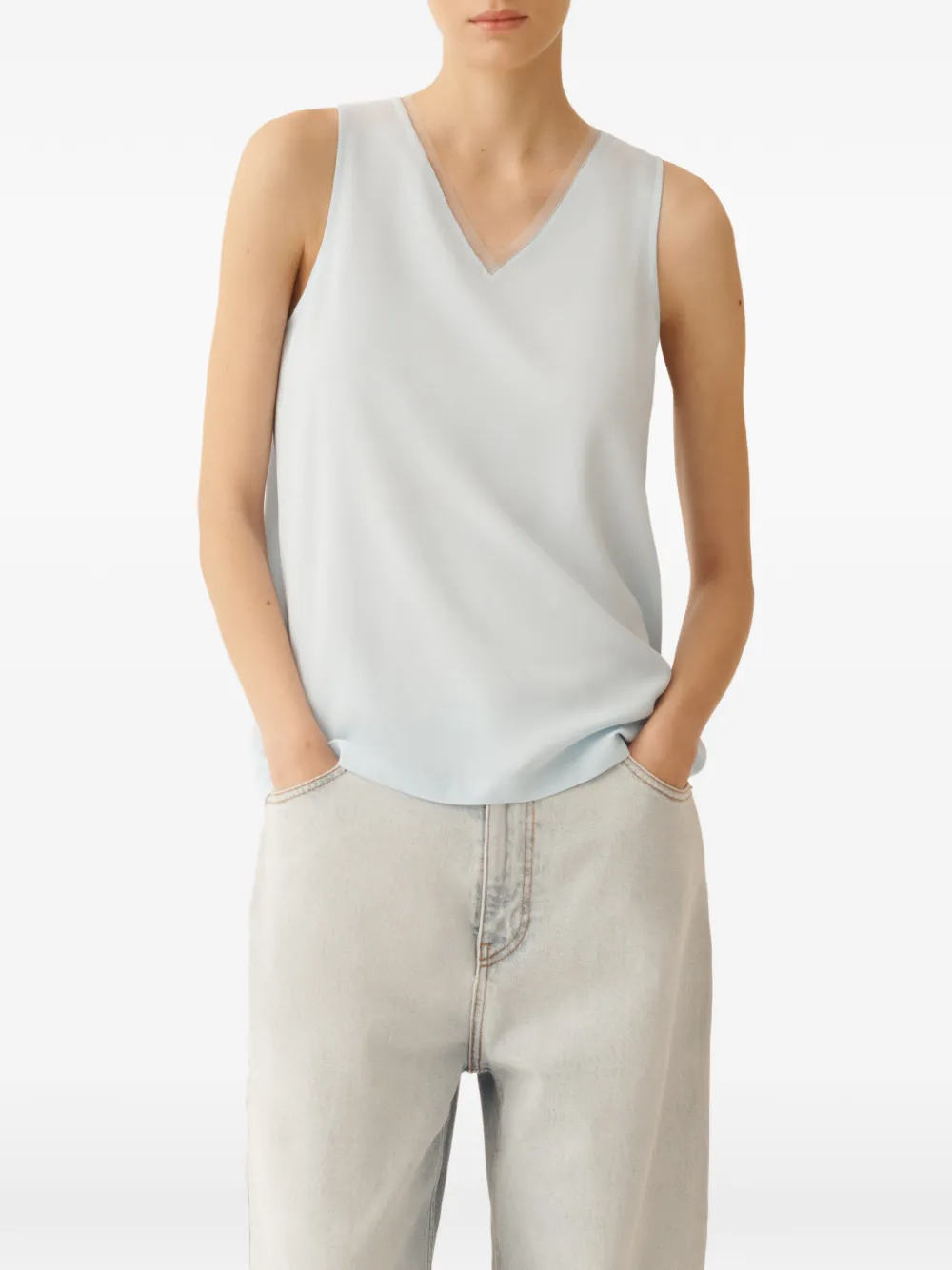 Fabiana Filippi Crêpe de Chine tanktop Blauw