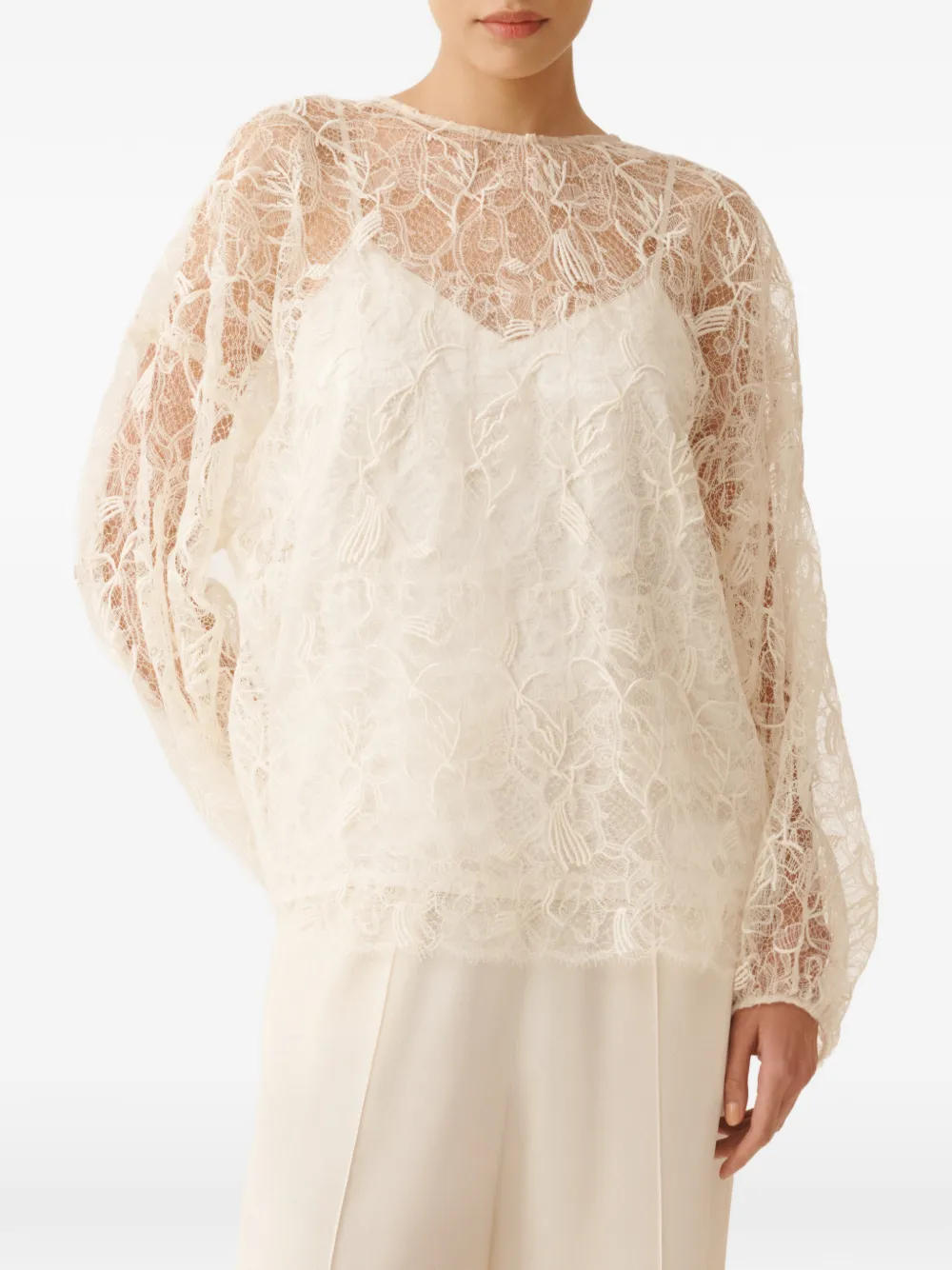 Fabiana Filippi Blouse met kant Beige