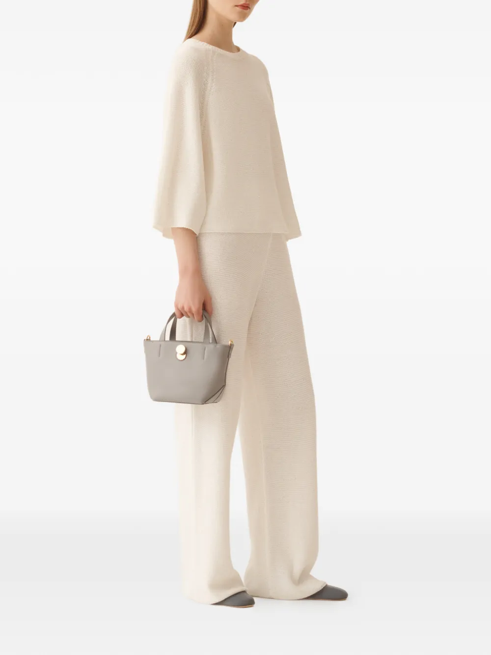 Fabiana Filippi Trui met pailletten en ronde hals Beige