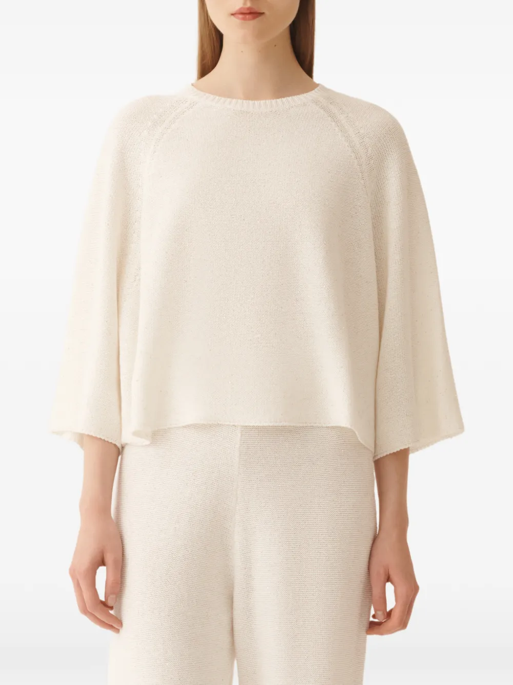 Fabiana Filippi Trui met pailletten en ronde hals Beige