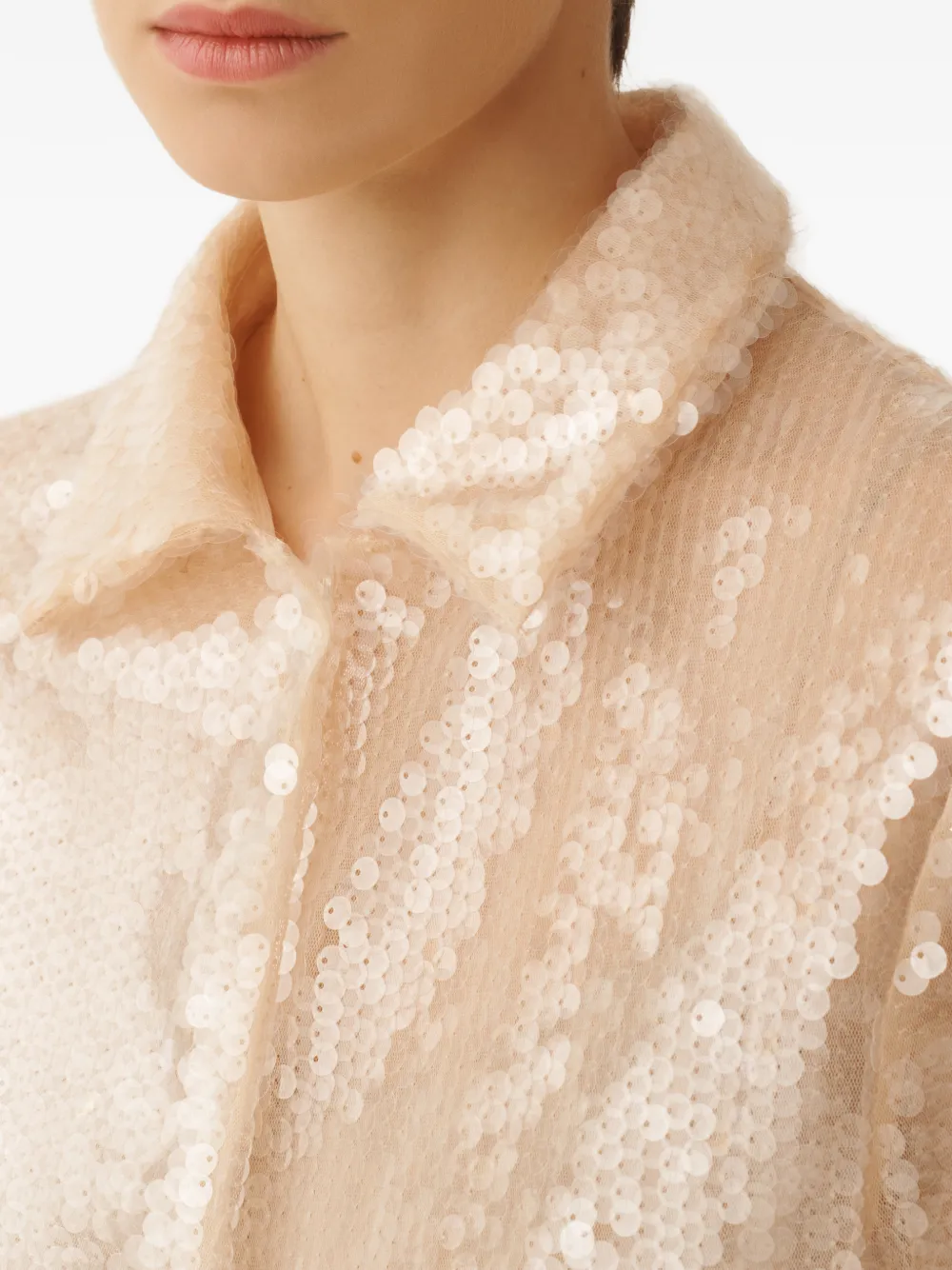 Fabiana Filippi Jas verfraaid met pailletten Beige