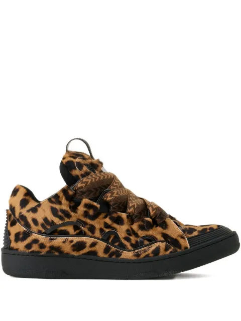 Lanvin zigzag-tie leopard sneakers