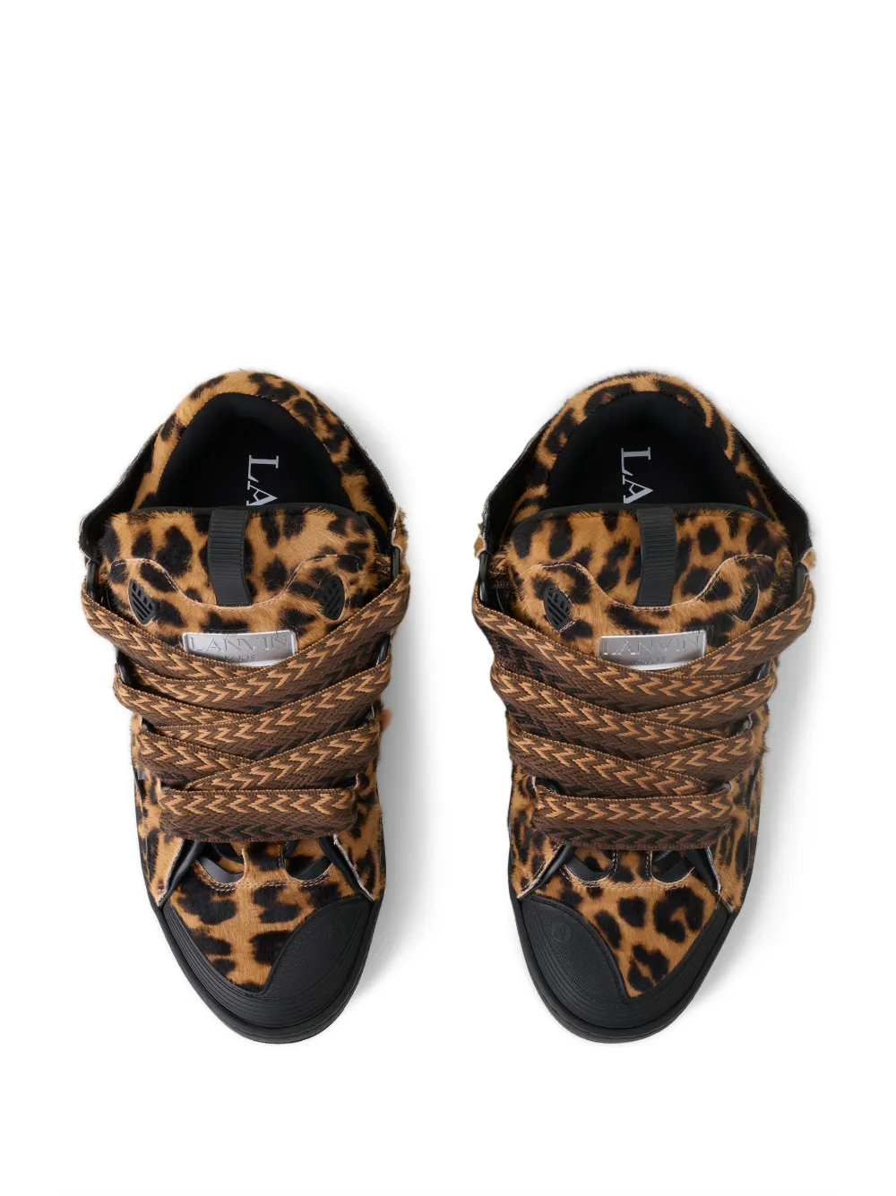 Lanvin Sneakers met luipaardprint en zigzagpatroon Bruin