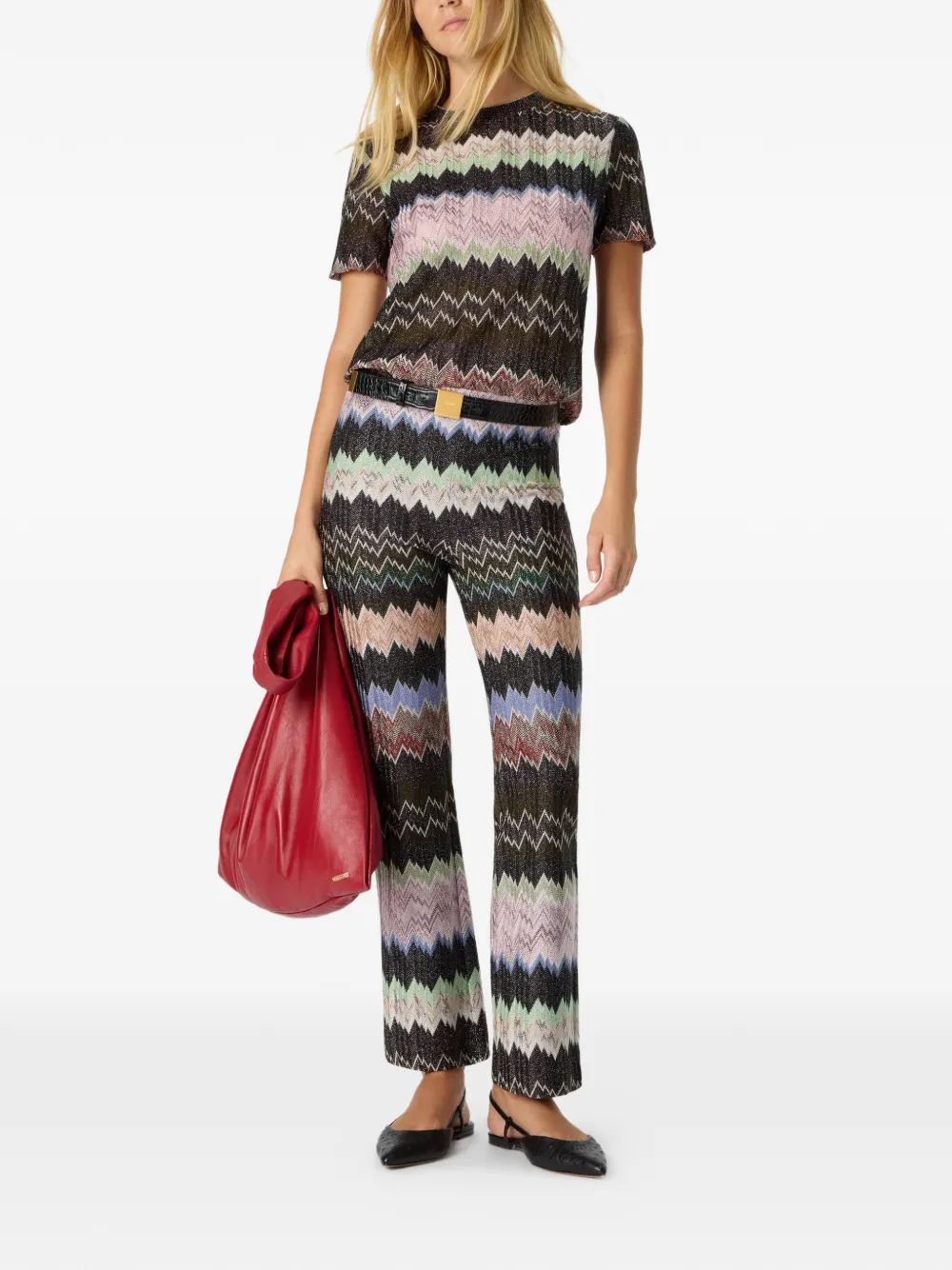  Missoni Zigzag-pattern Short-sleeve T-shirt - Brown 