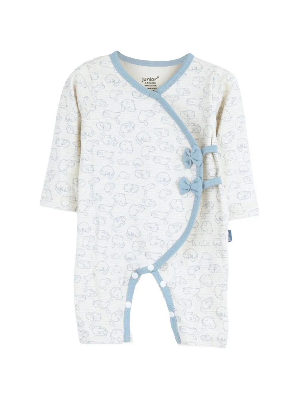 mininio bow animal-print romper - Bianco