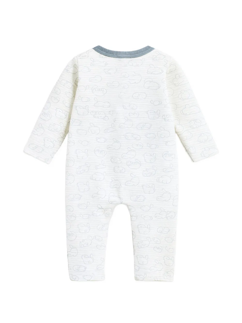 Mininio bow animal-print romper - Wit