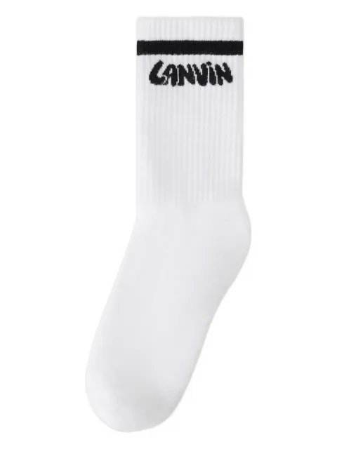 Lanvin logo细节条纹针织袜