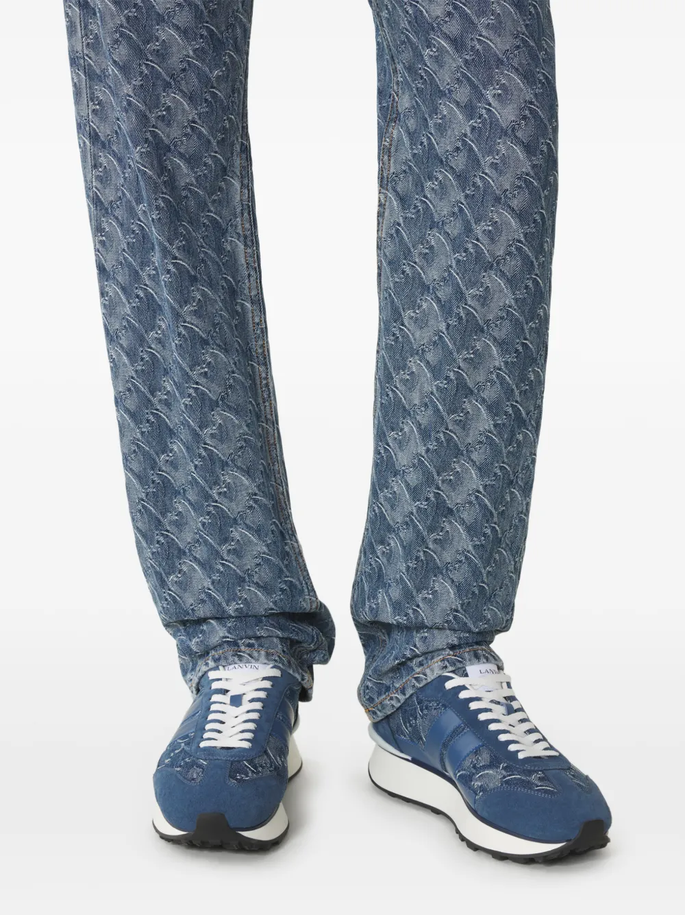 Lanvin Sneakers met vlakken en patroon Blauw