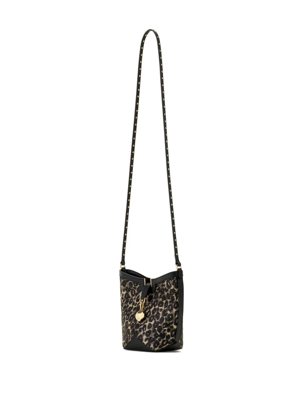  Lanvin Leopard Studded Bucket Bag - Black 