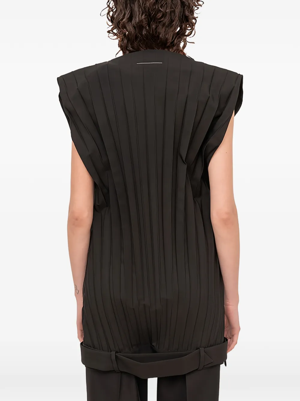 Mm6 Maison Margiela Pleated Mini Dress In Black
