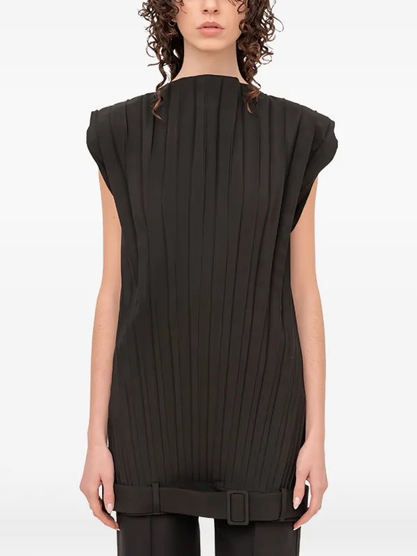 black pleated mini dress Terdayu Bandeau Pleated Mini Dress in Black Grey Check
