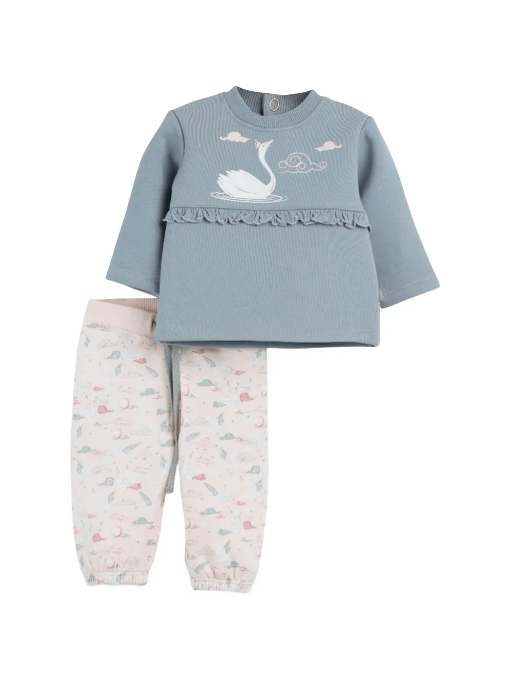 Mininio Babies' Printed Trousers Set In Blue