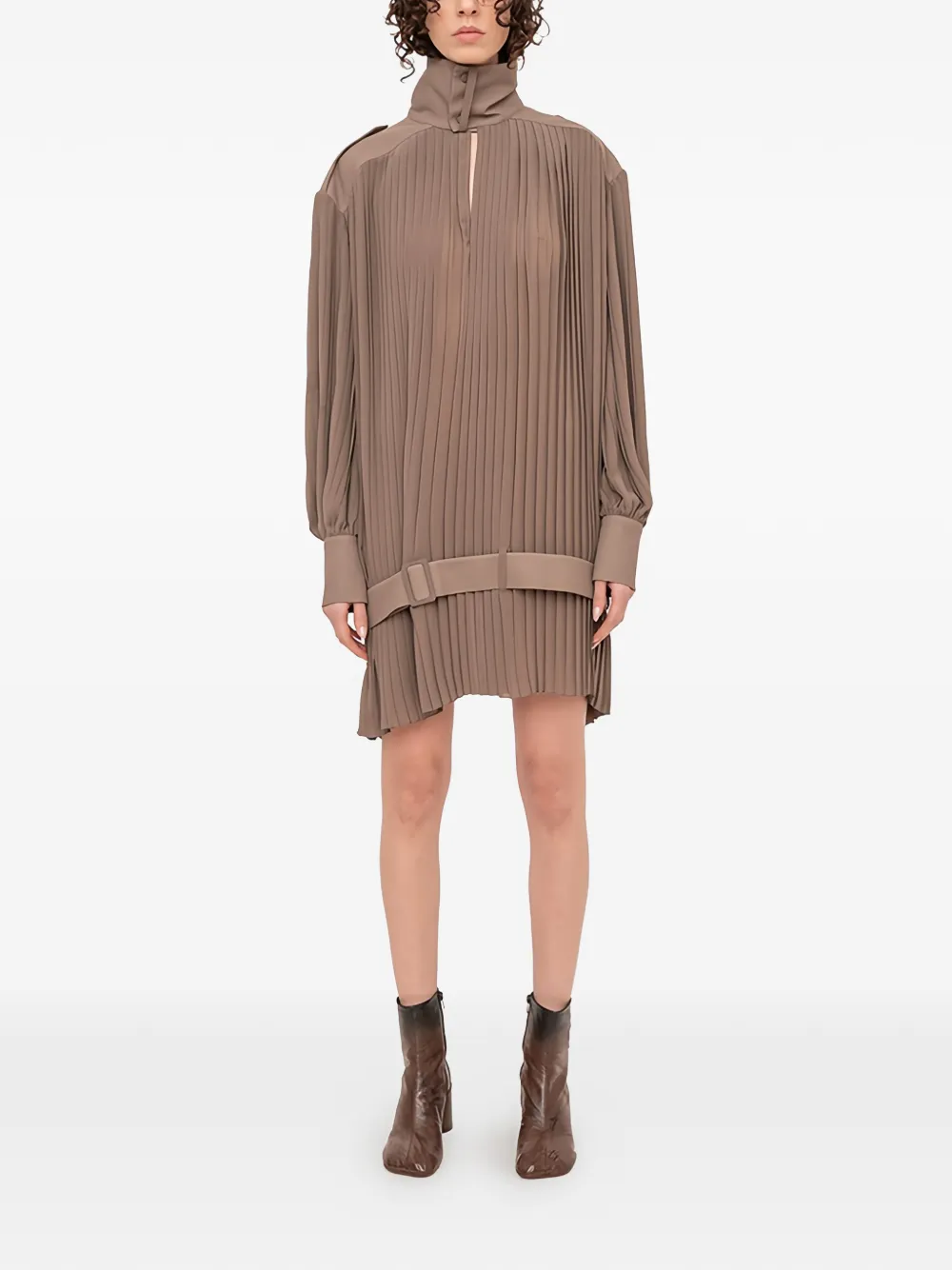 MM6 Maison Margiela pleated mini dress - Toni neutri