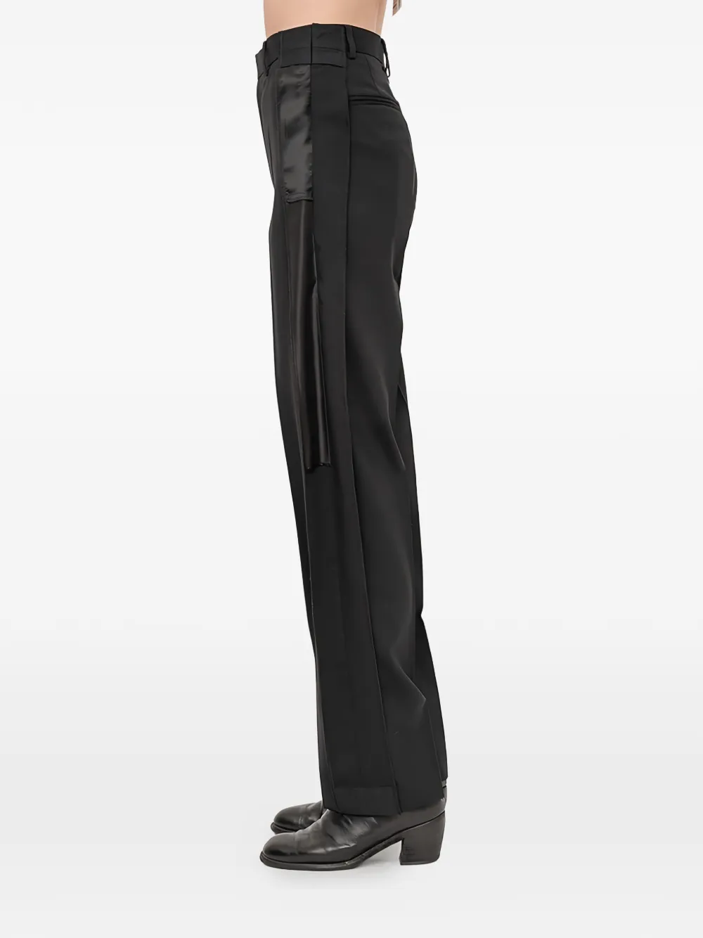 MM6 Maison Margiela satin-panel trousers - Zwart