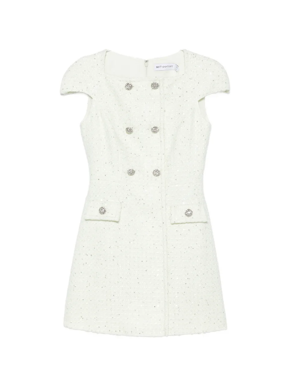 Self-Portrait SP LIME BOUCLE MINI DRESS GREEN - Bianco