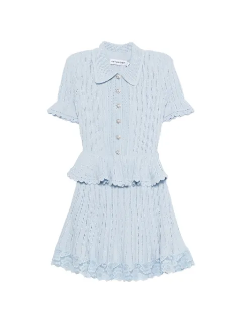 Self-Portrait pointelle peplum knit mini dress