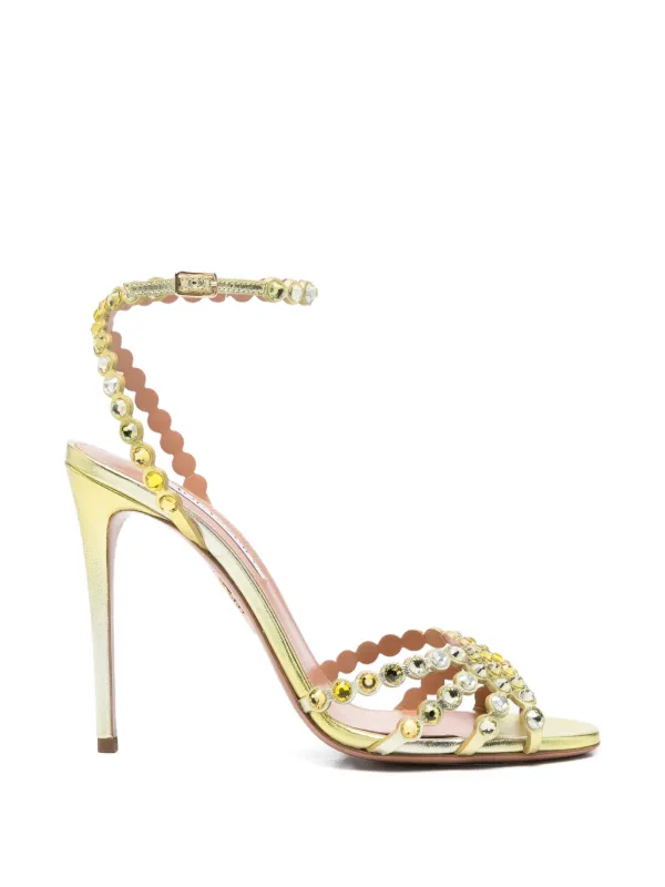 Aquazzura Tequila Embellished Sandals in Yellow