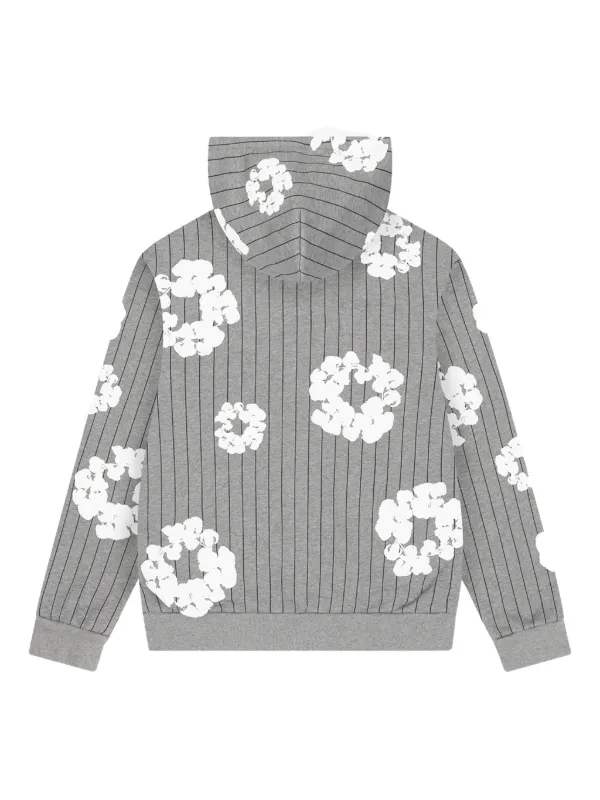 Denim Tears Pinstripe Wreath Zip Hoodie | Grey | FARFETCH