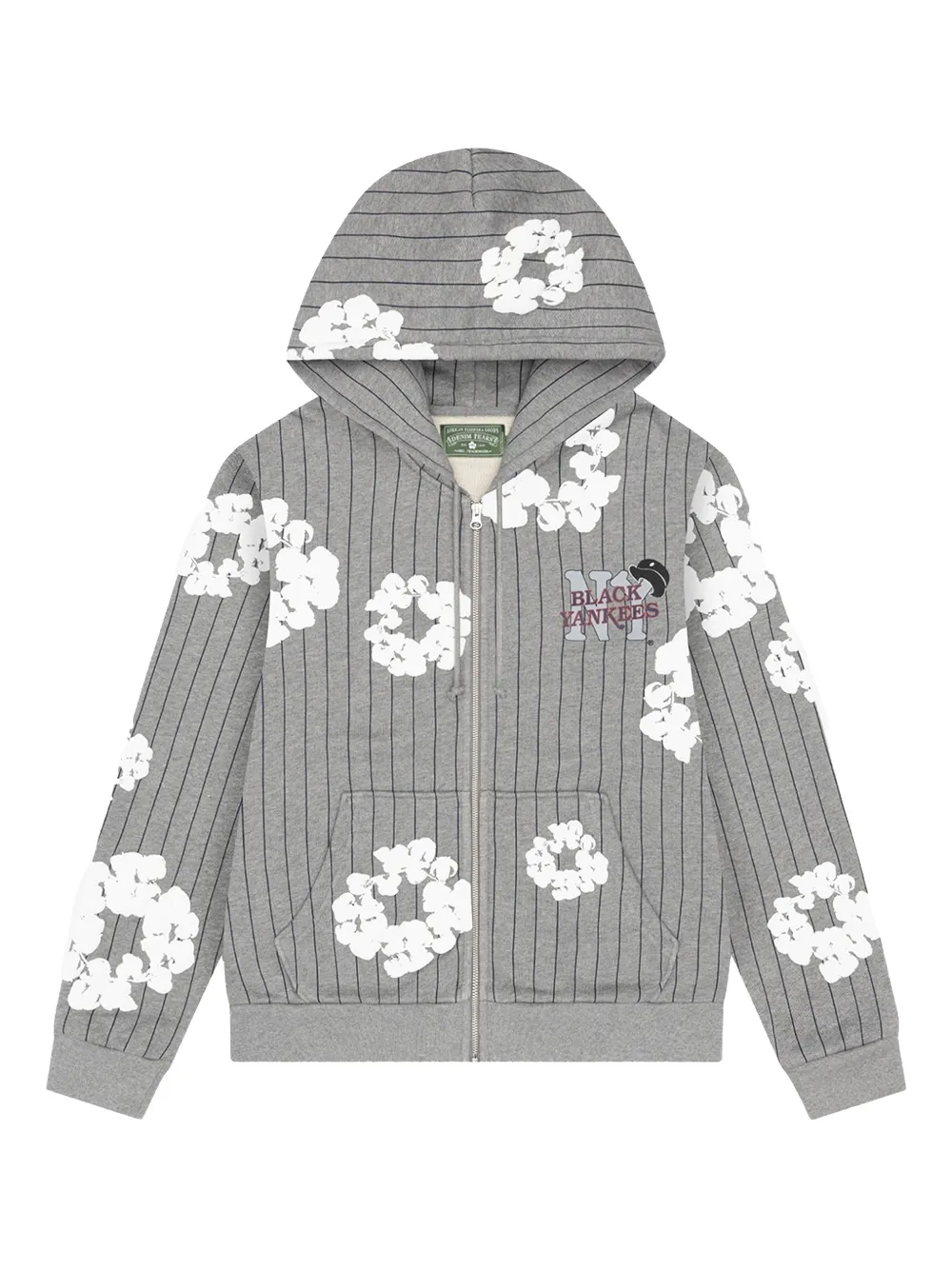 Denim Tears Pinstripe Wreath Zip Hoodie In Gray
