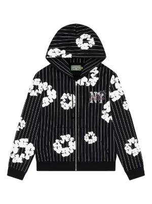DENIM TEARS 花柄パーカー M 黒 デニムティアーズ コットンリース パーカー ブラック モノクローム