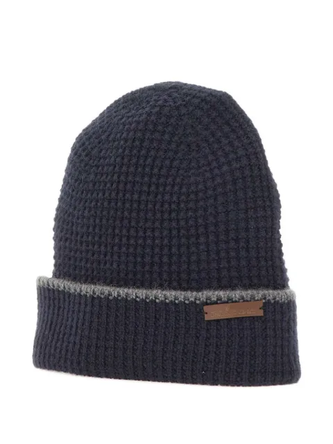 Kiton logo-tag beanie hat