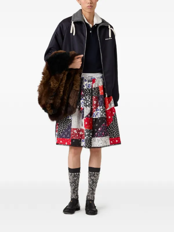 スカート MIU MIU Quilting Skirt 38 Miu Miu Patchwork Poplin Skirt | Red | FARFETCH
