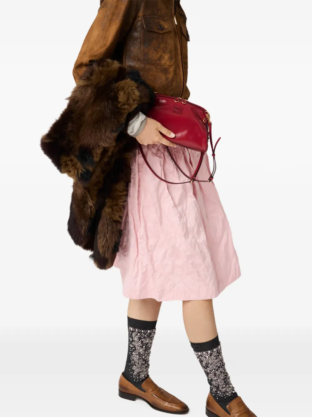 Miu Miu Logo-detail Mini Skirt In Multi