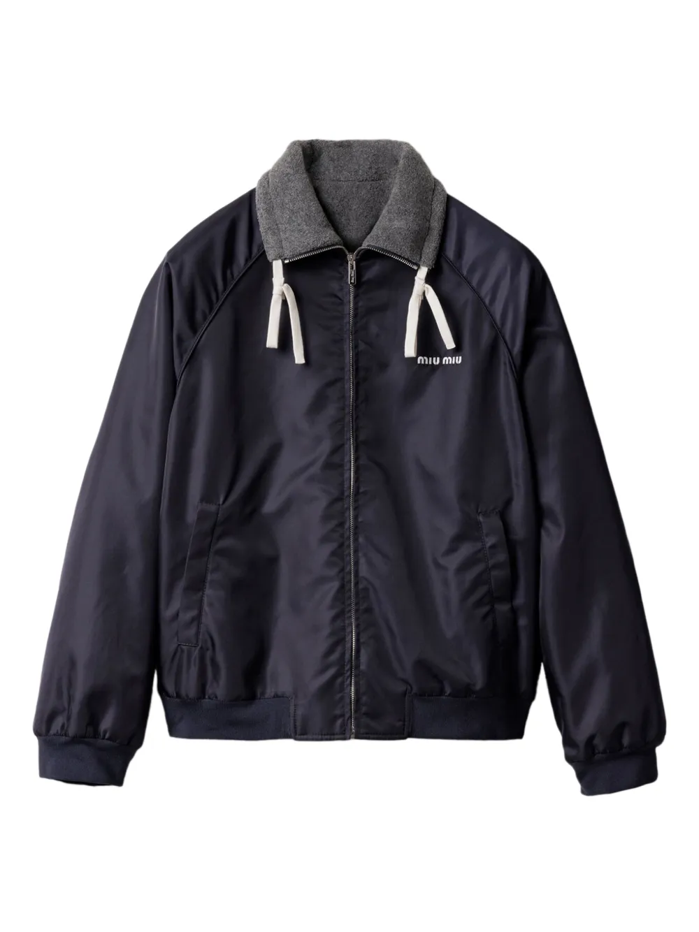 Miu Miu reversible embroidered-logo bomber jacket | Blue | Image 1