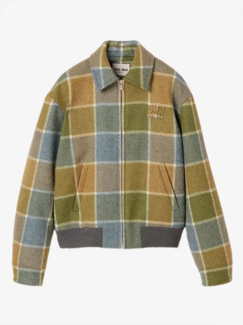 Miu Miu checked bomber jacket