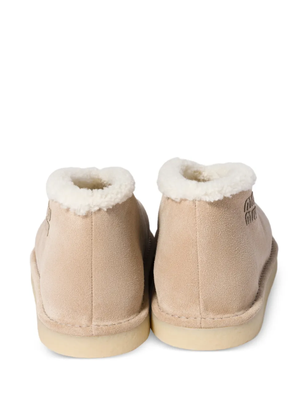 Miu Lammy laarzen met geborduurd logo Beige