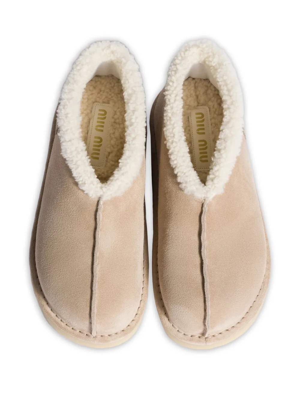 Miu Lammy laarzen met geborduurd logo Beige