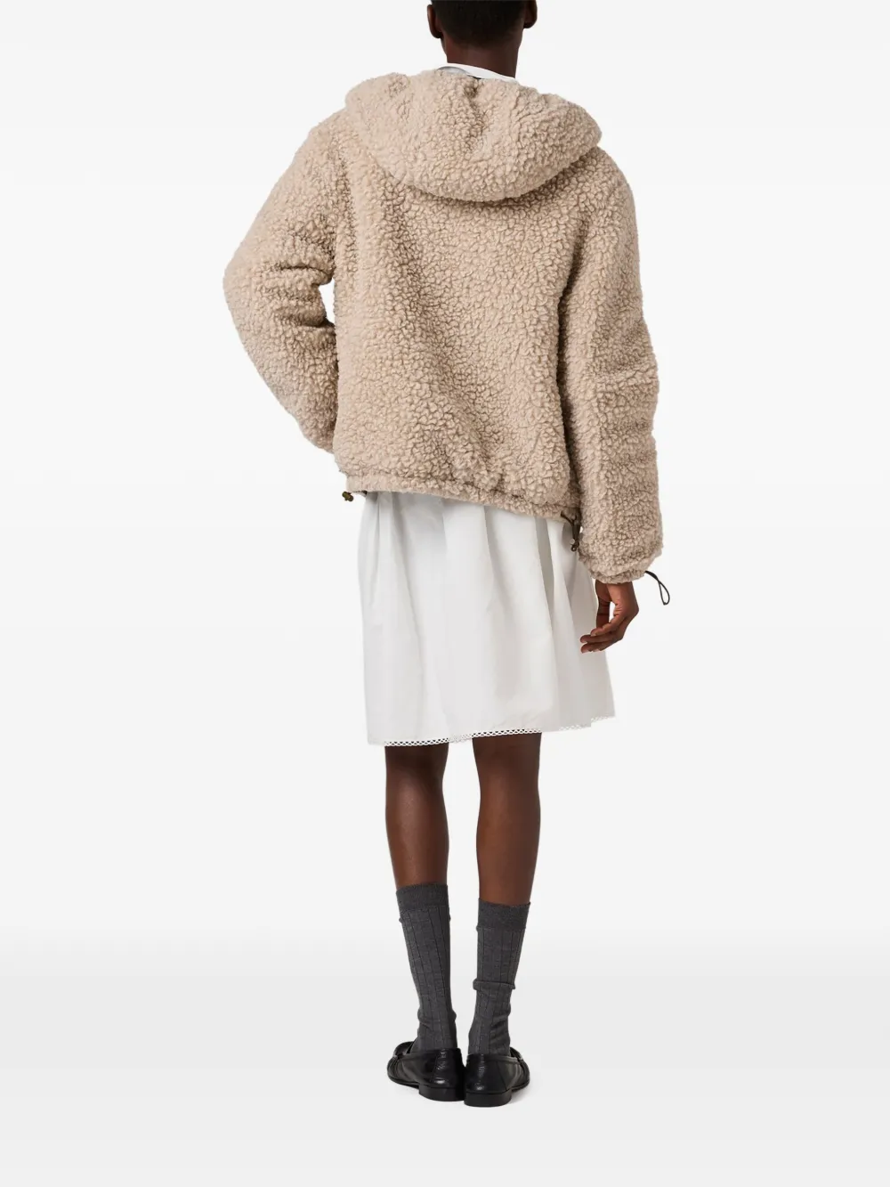  Miu Miu Drawstring Hooded Jacket - Neutrals 