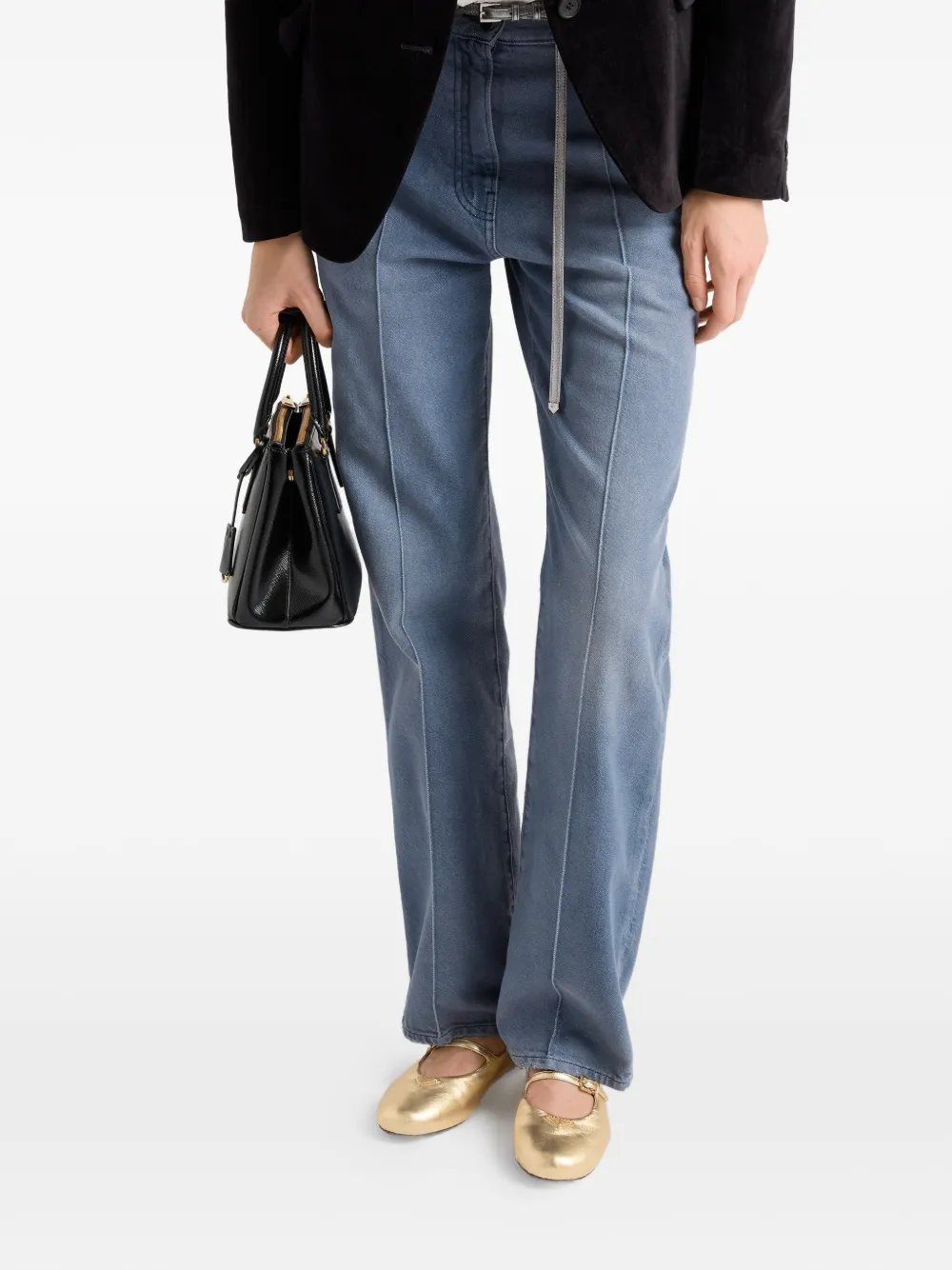 Prada straped logo ballet flats Geel