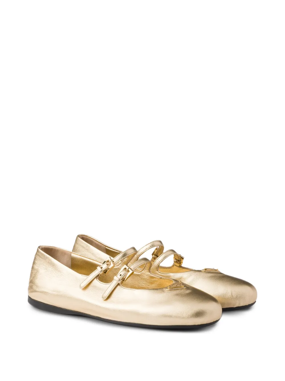 Prada straped logo ballet flats Geel