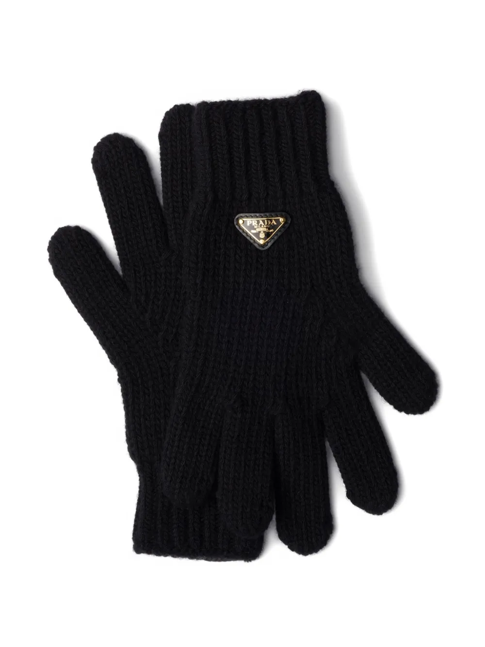 Prada Triangle-logo Gloves In Black