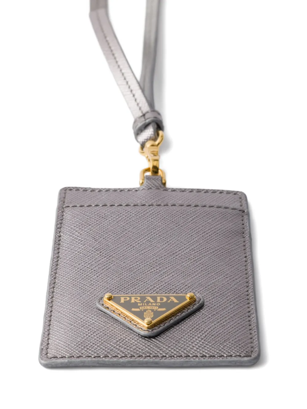 Prada Badgehouder van saffiano leer Grijs