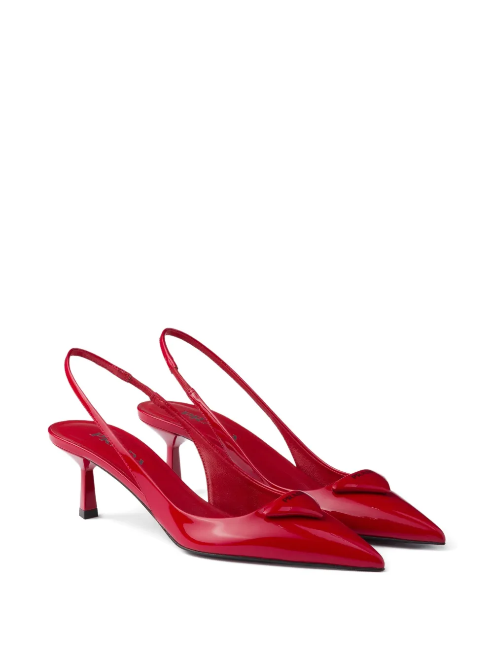 Prada 55mm Triangle-logo Slingback Heeled Pumps In Multi