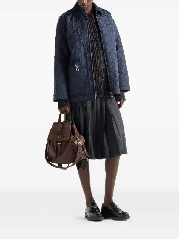 Prada ベルベットカラー キルティングジャケット | ブルー | FARFETCH JP