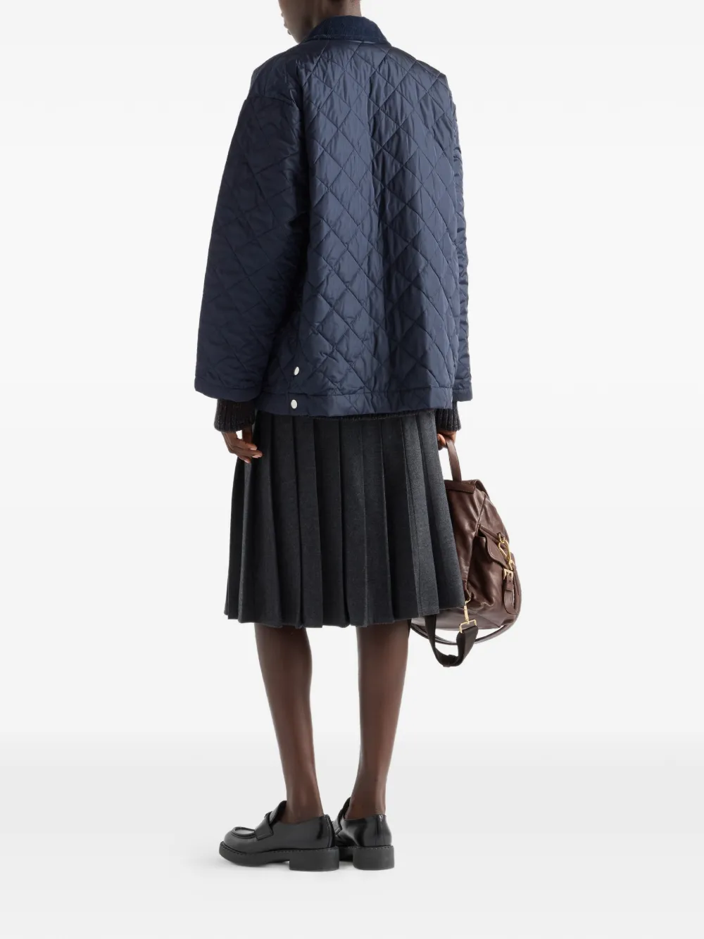  Prada Plumífero Con Cuello De Terciopelo - Azul 