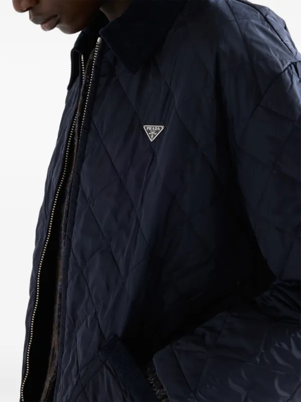 PRADA プラダ　キルティングジャケット 10サイズネイビー/ブルー 中古・古着通販】PRADA (プラダ) キルティングジップアップジャケット