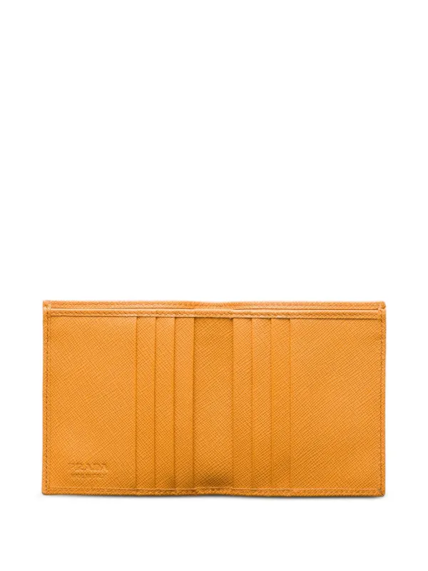 Prada triangle-logo Leather Wallet | Yellow | FARFETCH