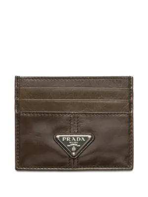 Prada Triangle Logo Leather Key Case | Orange | FARFETCH GR