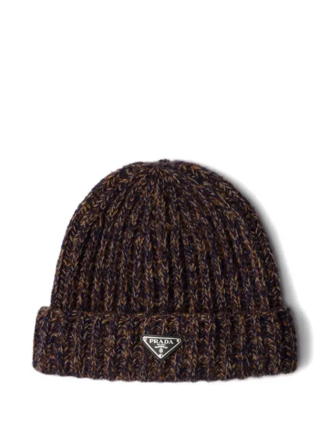Prada triangle-logo beanie hat